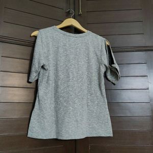 The Label Life Women Style Sleeve Cut Grey Top