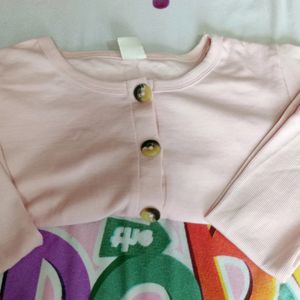 Cute Baby Pinkinsh Peach Buttoned Crop Top