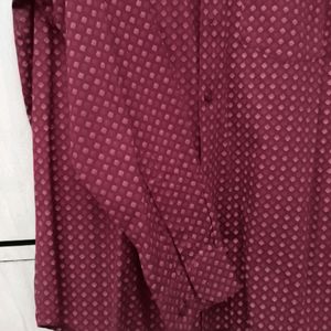 Maroon Cotton Printed Shirt