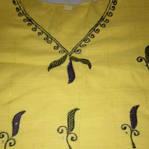 New Womens Cotton Short Kurta - Yellow