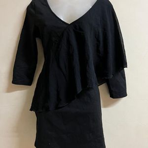 Korean Black Designer Full Sleeves One Piece♥️