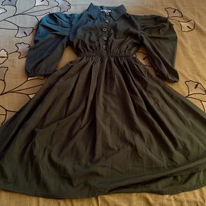 Green Puff Sleeve Dress