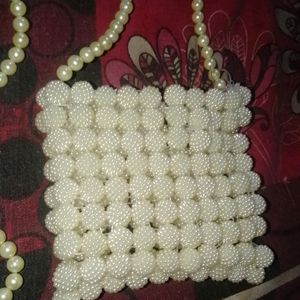 White Beads Purse