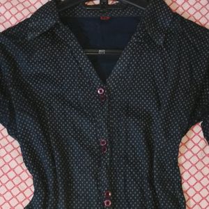 Navy Blue Polka Dot Shirt