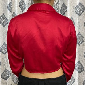 Button Down Satin Crop shirt