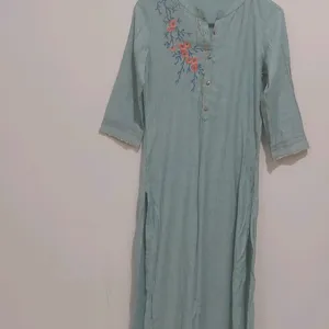 Light Blue Kurthi With Embroidery