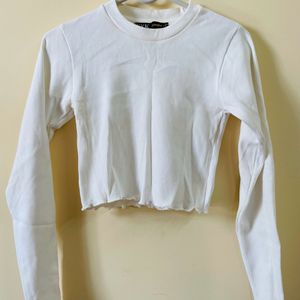 White Long Sleeve Crop Top