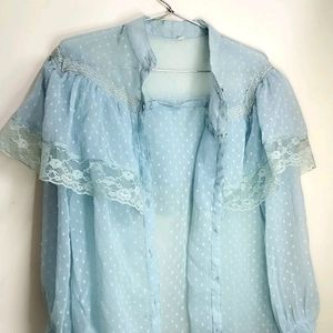 Blouson Sky Blue Top💝