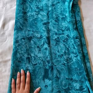 Blue Flower Printed Saree