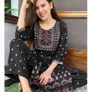 Black Kurta Palazzo With Dupatta