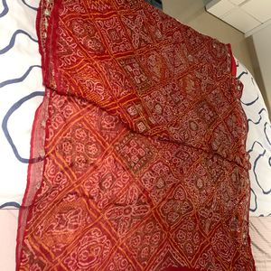 Red Saree With Overall Work