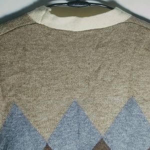 Argyle Pattern Button Front Vest Cardigan