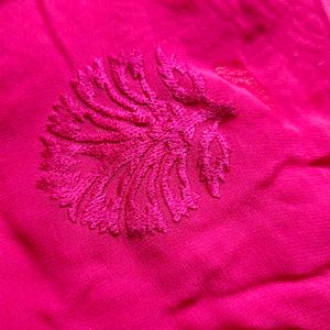 Pink Embroidered Chiffon Saree