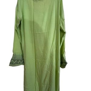 Women Solid Straight Lime Kurta