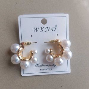 Trendy Pearl Hoops