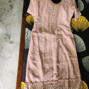 Peach Heavy Work Kurta Set