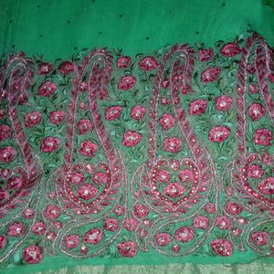 Pure Shifon Green Saree