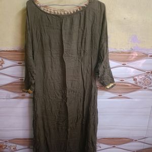 An Elegent Kurti In Olive Colour