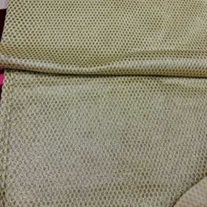 6 Mtrs White And Golden Fabric