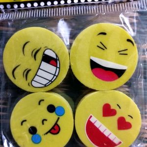 Cute(8 Pcs)Emoji 🤩🥺 Smiley Erasers