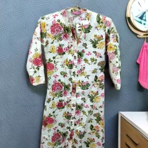 Floral Straight Collor Kurti For Women