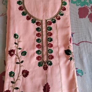 Embroided Peach Suit Fabric