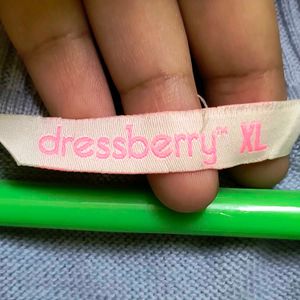 DressBerry Blue & Yellow Striped Cinched Waist Cro