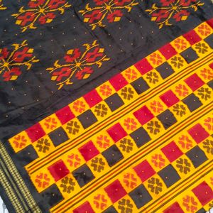 black multi colour saree