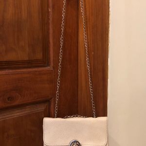 White Sling Bag With Adjustable Chain