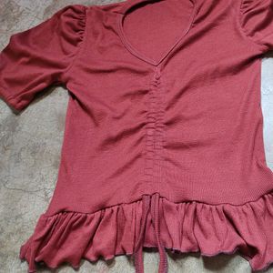 Brown Peplum Crop Top "NEW"