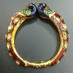 Adjustable Enamelled Peacock Bangle