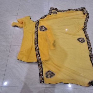 Yellow Kurti With Long Duptta