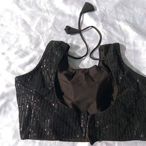 Black Sequin  Padded Blouse