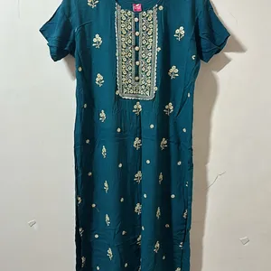 Blue Embroidery Kurthi