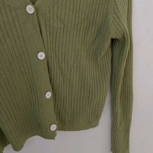 Korean Green Ribbed Top.