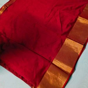 Red Colour Banarasi Silk Pattu Border Saree