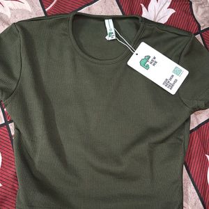 Dark Green Cropped Top By Newme