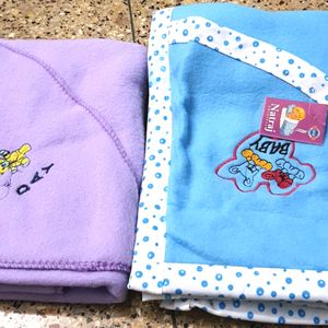 Set Of 2 Soft Hooded Blanket Wrapper For Baby