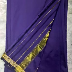 Beautiful Purple Polyester Sari with Kanchi Border
