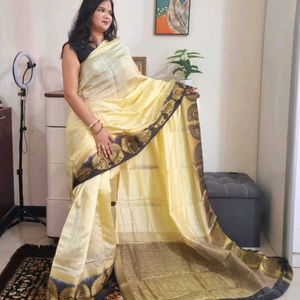 Tussar Silk Self Embossed Saree