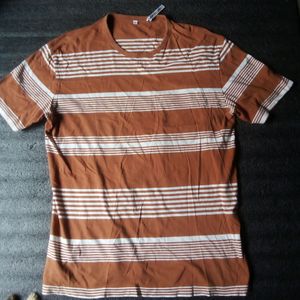 Oversized Brown And White Striped Shirt