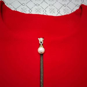 Red Front Zip Top