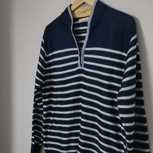 Flying Machine Men Striped Zip-FrontCardigan