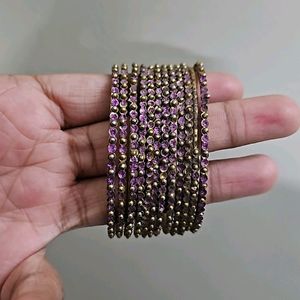 Violet And Gold Metal Bangles