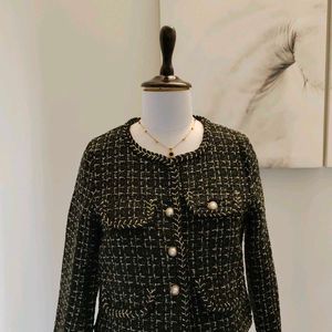 🆕Korean Tweed Cropped Long Sleeve Jacket