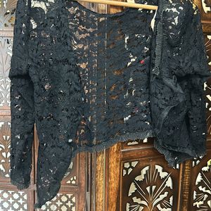 Padded Shoulder Lace Shrug