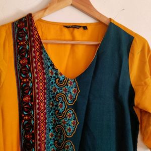 Yellow Plain Kurti For Women