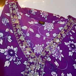 Women Kurta Pant Dupatta Set Purple