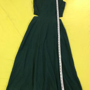 Dark Sea Green Waist Cut Dress Bust 34