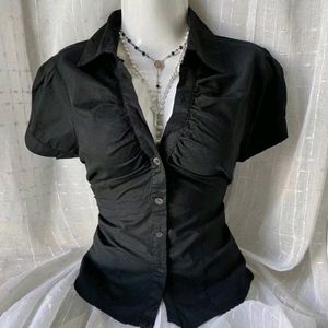 Office siren ruched black shirt (UNUSED)